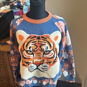 Blue and Orange Tiger Sweater